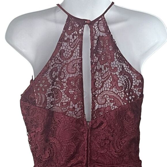 Haute Nites Sz 3 Dress Floral Lace High Neck Keyhole Fairygoth Fit & Flare - Picture 7 of 10